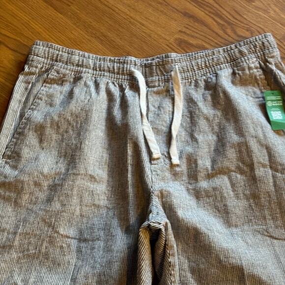New Mens Size Medium Gap Easy Short Blue Hickory Stripe 8" Inseam Linen Blend - Picture 4 of 11